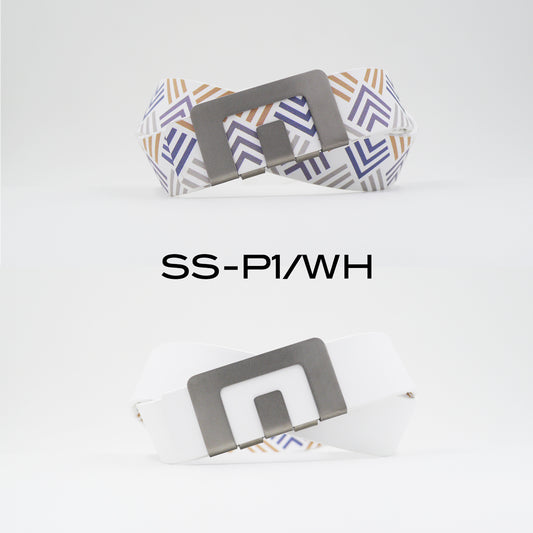 MIN BELT - SILVER BUCKLE, WHITE P1 STRAP